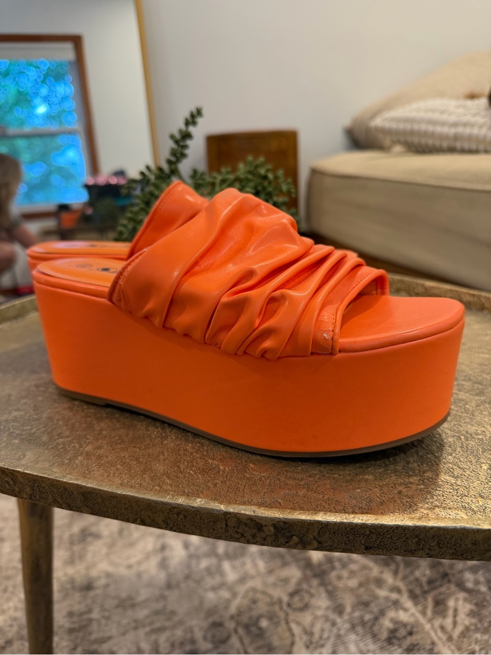 SHEIN Vintage Orange Platform Slide Sandals - Women's Fashion Wedge